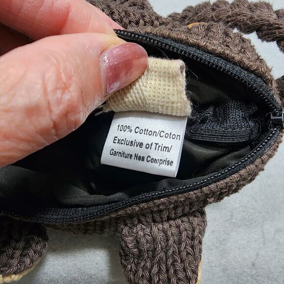 Knitted Crochet Owl Cross Body Purse Bag Zipper Closure Braided Handmade Delux - Picture 11 of 14